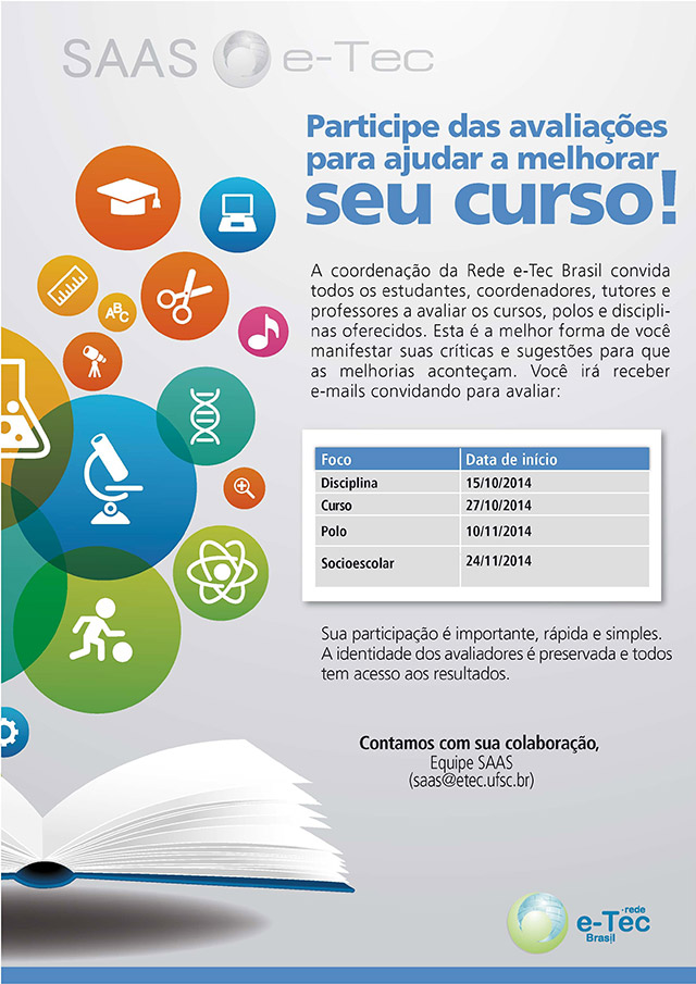 Imagem informando sobre a avaliação dos cursos e-Tec